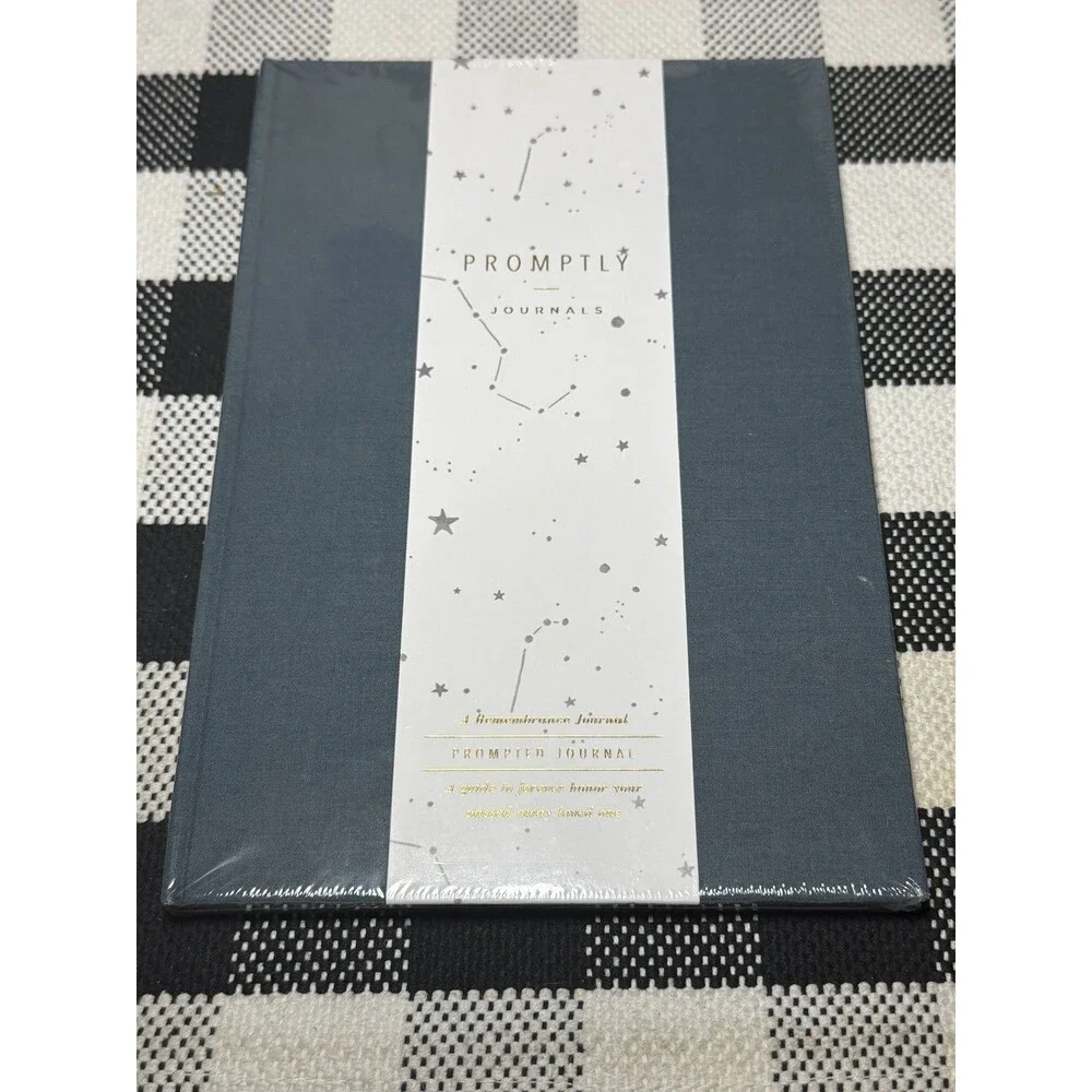 Promptly Journal A Remembrance Journal Dark Blue Faux Leather